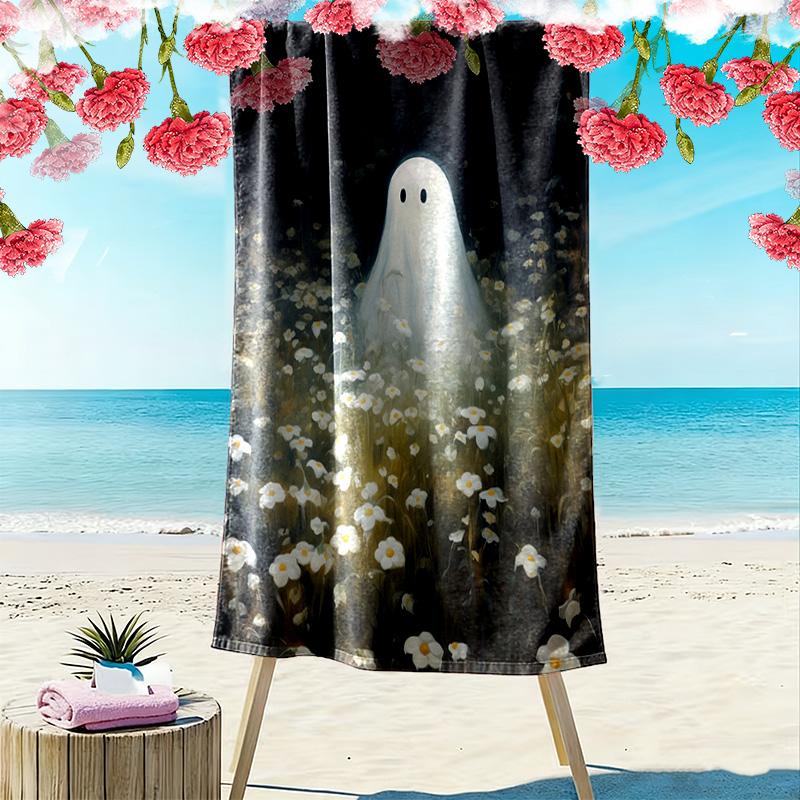 Ghostly flowers 2D Flat Print Beach Towel, Large Soft Quick Dry Towel for Beach Camping SwimmingSSTJ0917568