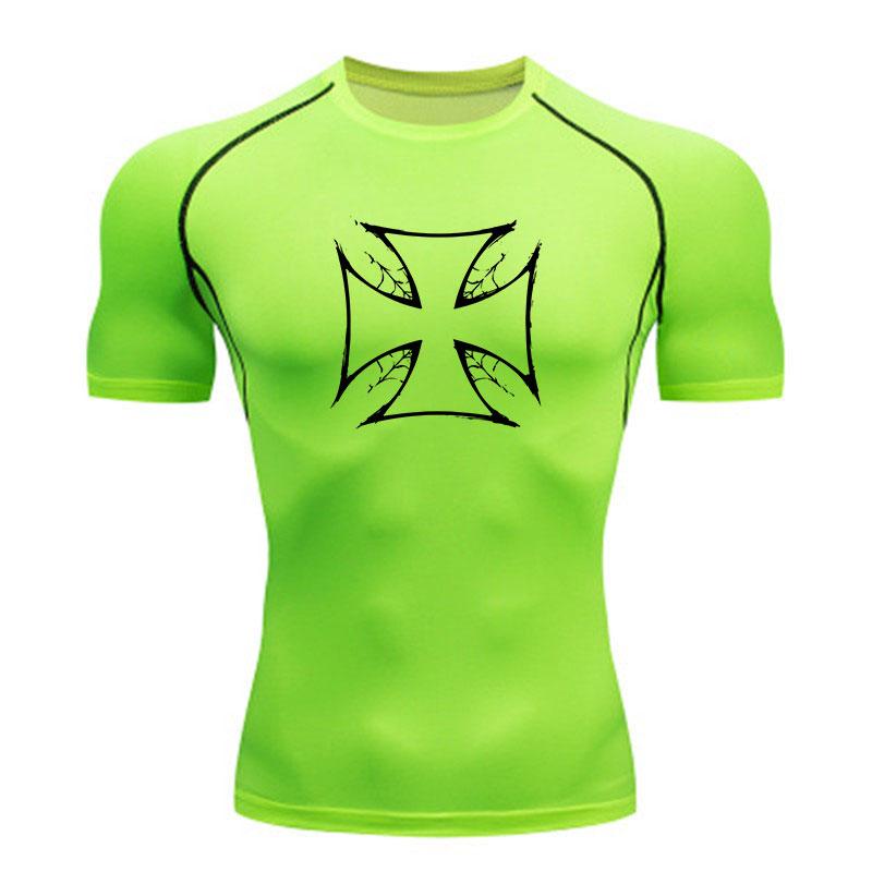 Men's Quick Dry Compression Workout T-Shirt, Cracked Iron Cr