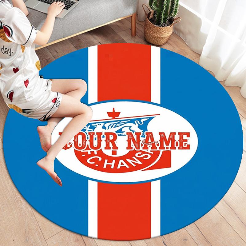 Fc Hans Crest Custom Name Round Area Rug Carpet Rug For Living Room Bedroom Sofa Playroom Decor Nonslip Floor Mat