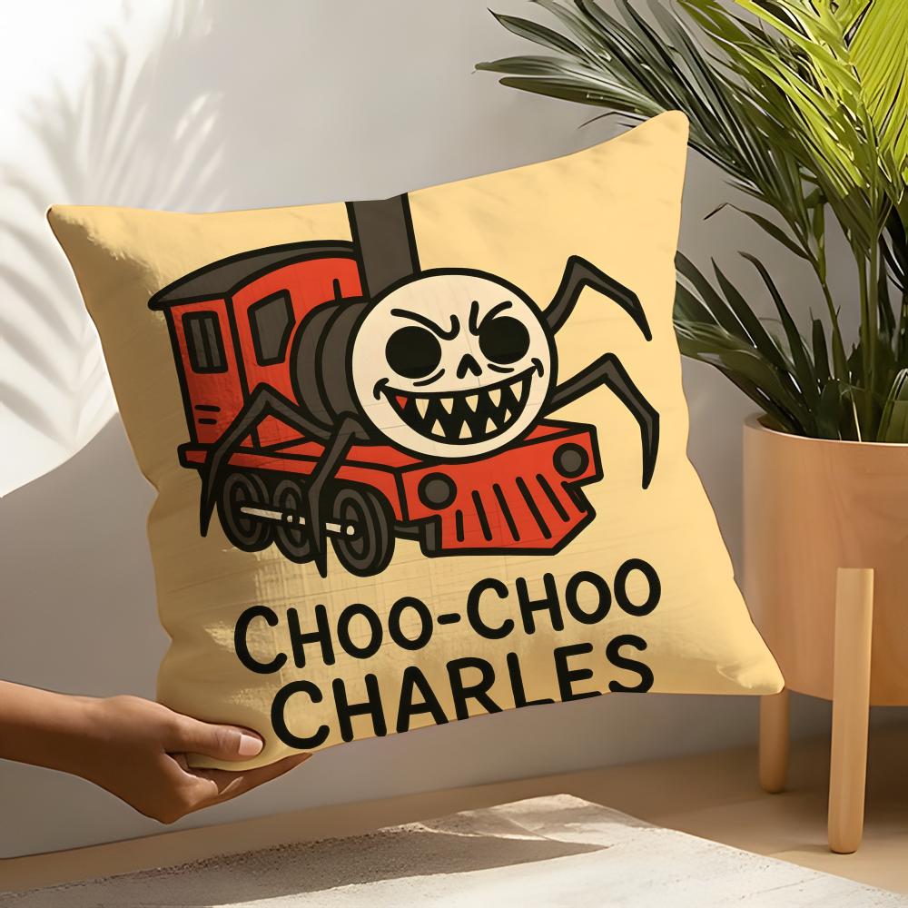 Подушки с принтами Хоррор Игры CChooChoo Charles Наволочки Льняные Чехлы на Подушки для Декора Дивана Домашние Подушки Чехлы Чехлы на Подушки Автомобильного Сиденья