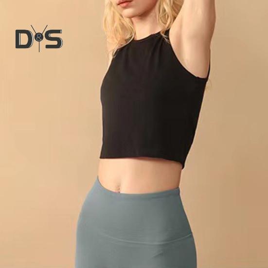 Ladies Cropped Tops Round Neck Sleeveless Slim Fit Pullover Top Casual Bottom Shirt Solid Color Summer Casual Short T-shirt Sexy Tank Top Women