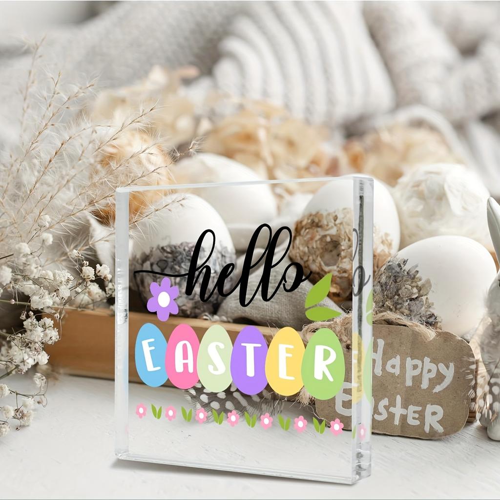 2D Flat Acrylic Easter Egg Decoration, Indoor and Outdoor Decoration - No Battery/electricity Required, Free Day Decoration, Shop Decoration, Durable