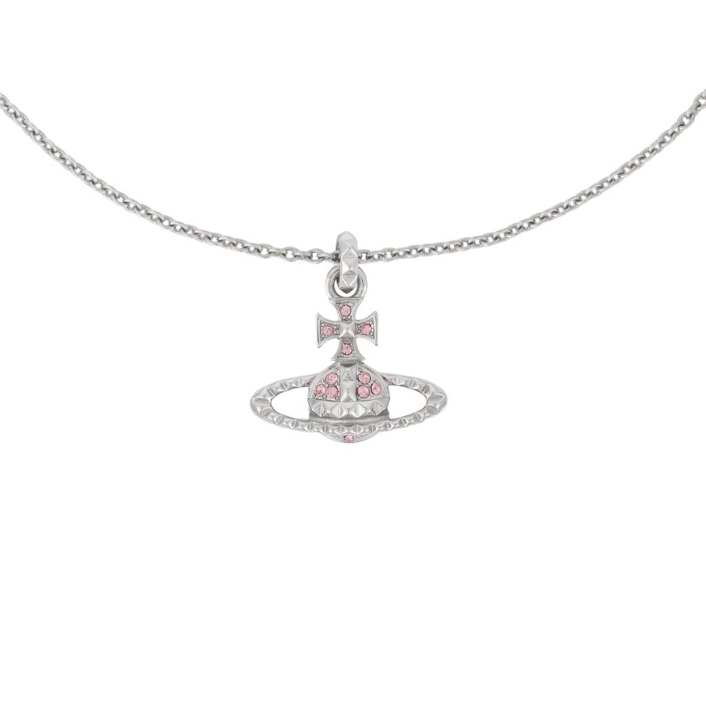 VIVIENNE WESTWOOD Майфэйр Сатурн Латунное ожерелье с шипами Женское ожерелье Серебряный Розовый-Алмаз 630203EG-02W190