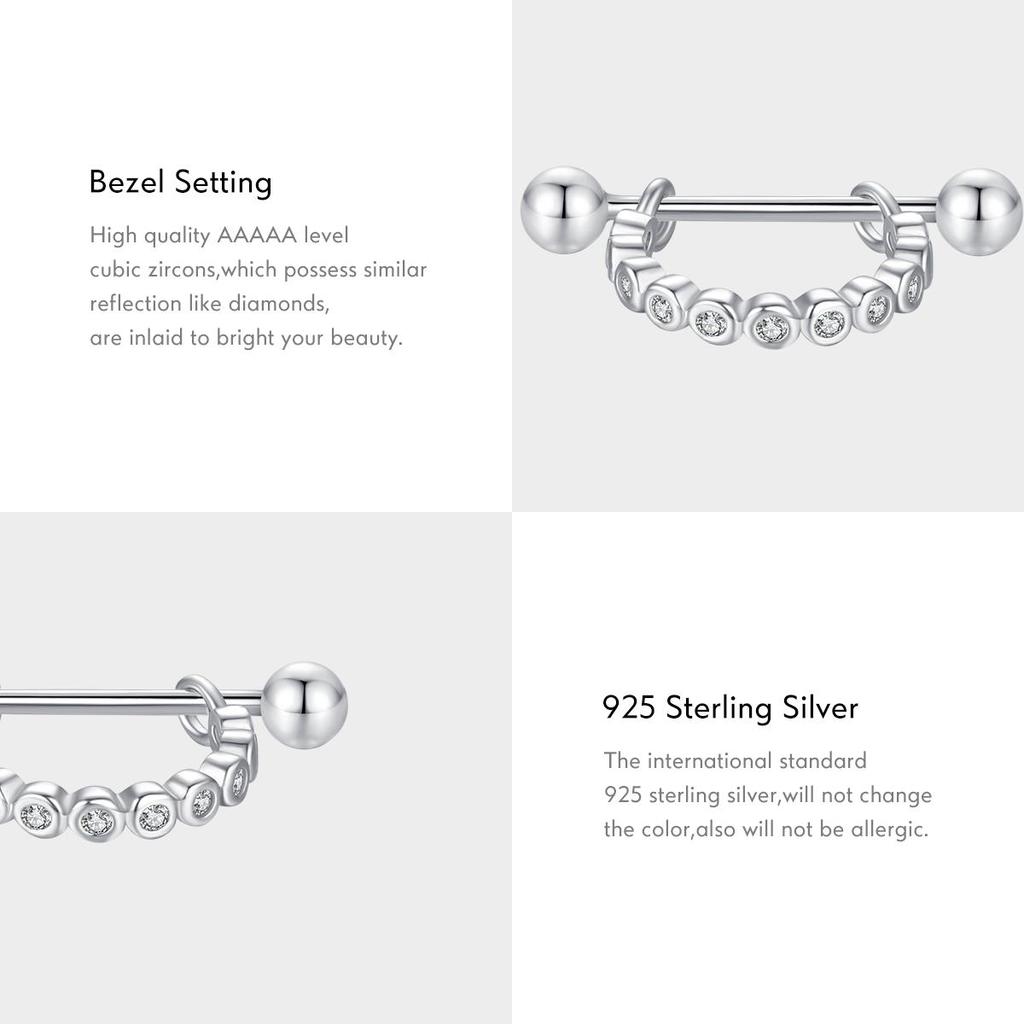 MODIAN 925 Sterling Silver Round Clear Zircon Dazzling Hoop Earrings Detachable Screw Ear Studs For Women Girls Party Jewelry