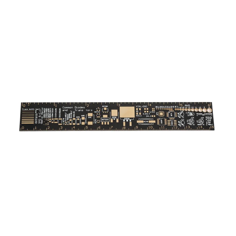 Multifunctional Ruler R,4 Gold,Plated high End Circuit Board Measuring Tool for Electronic Engineers, 15cmor6.3inch with Angle Gauges, Protractor, IC