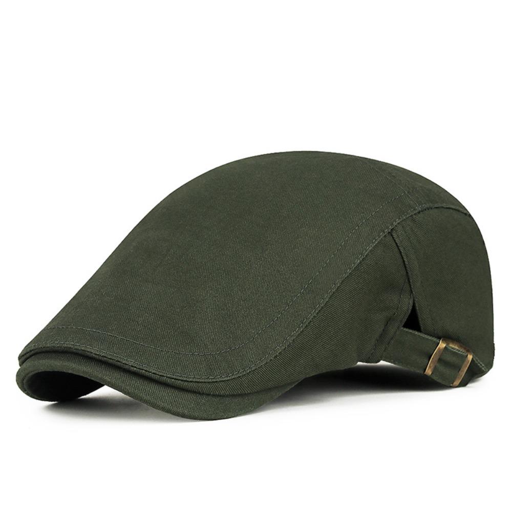 Retro Solid Color Men Beret Hat Adjustable Korean Style Mesh Flat Cap Sunscreen British Style Forward Peaked Cap Men