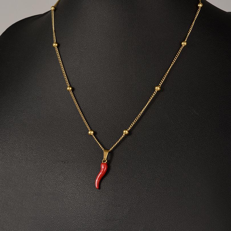 1 шт. Нержавеющая сталь Винтажный Счастливый Рог Cornicello Перец Подвеска Ожерелья Готический Итальянский Чили Эстетика Collares Украшения