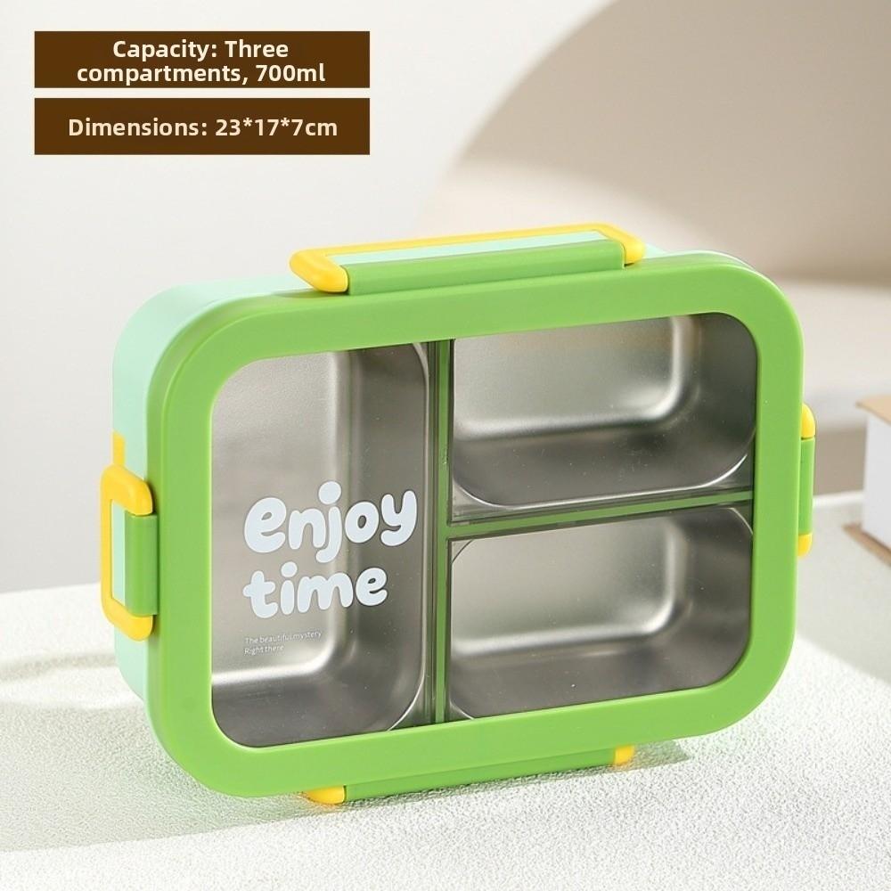 Rectangular Shape Rectangular Lunch Box Divided Grids Stainless Steel Food Container  for School