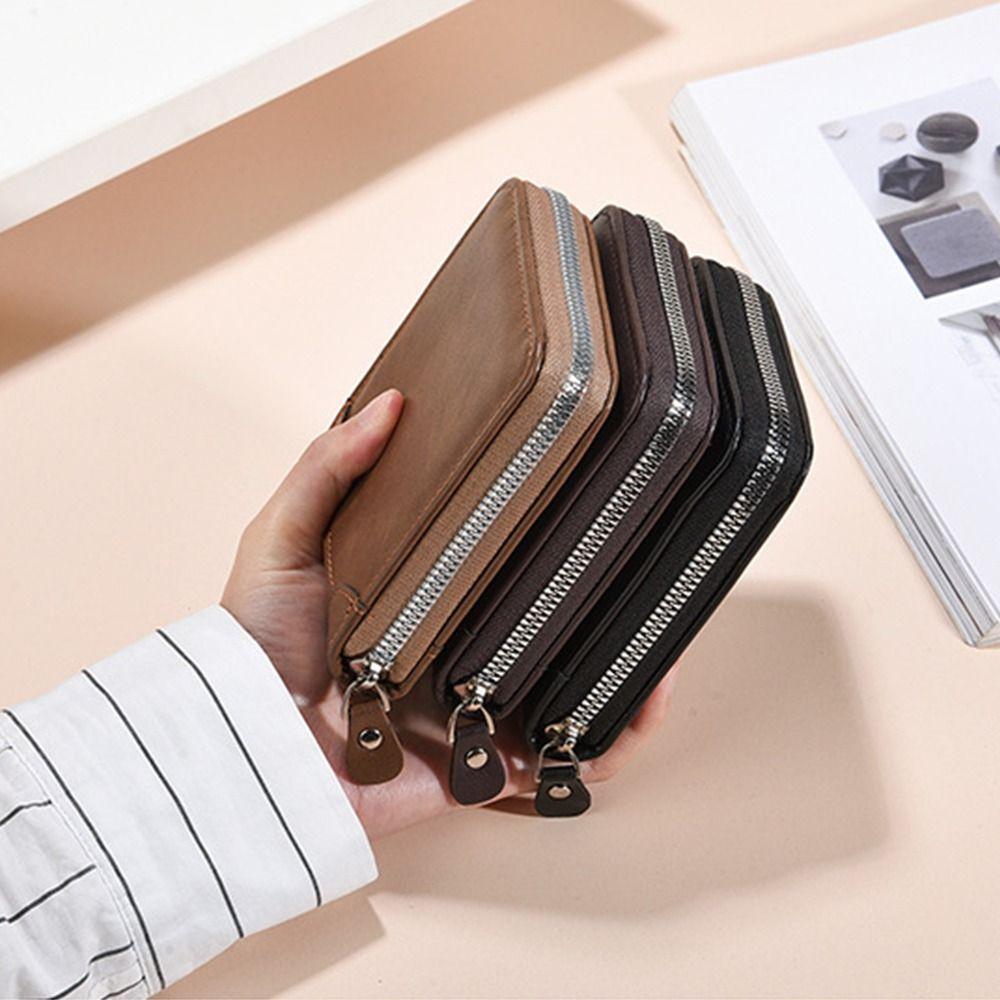 Black Men's Business Wallets Solid Color Short Billfold Purse Fashion Men's Fold Wallets Gift