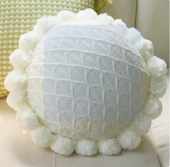 Домашнее украшение Вязание Чехол для подушки Мятно-зеленый наволочка с кисточками Современный диван Гостиная Подушка для талии Подушка для головы Круглая подушка для кровати