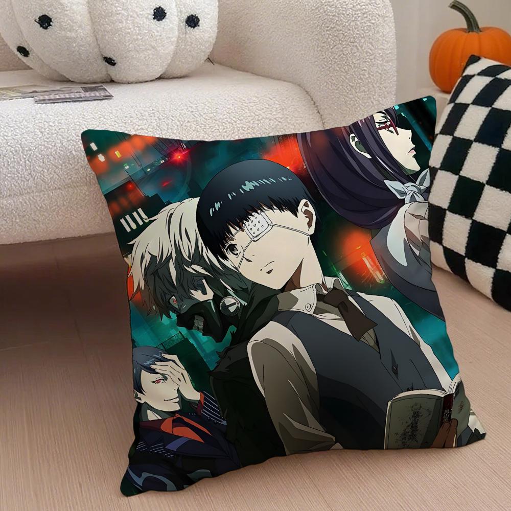 Grim Haunting Tragic Anime TTokyo Ghoul Cushion Cover Throw Pillow Cover Hidden Button Durable Polyester Chair Cushion