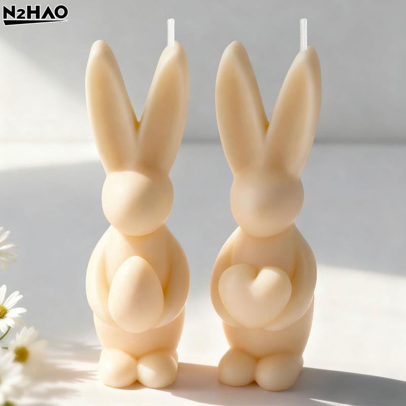 DIY Пасхальный кролик Яйцо Силиконовая свеча Кролик форма для свечи Ручная работа Аромат Гипс Эпоксидная смола Форма Форма Мыло Свеча Изготовление Принадлежности