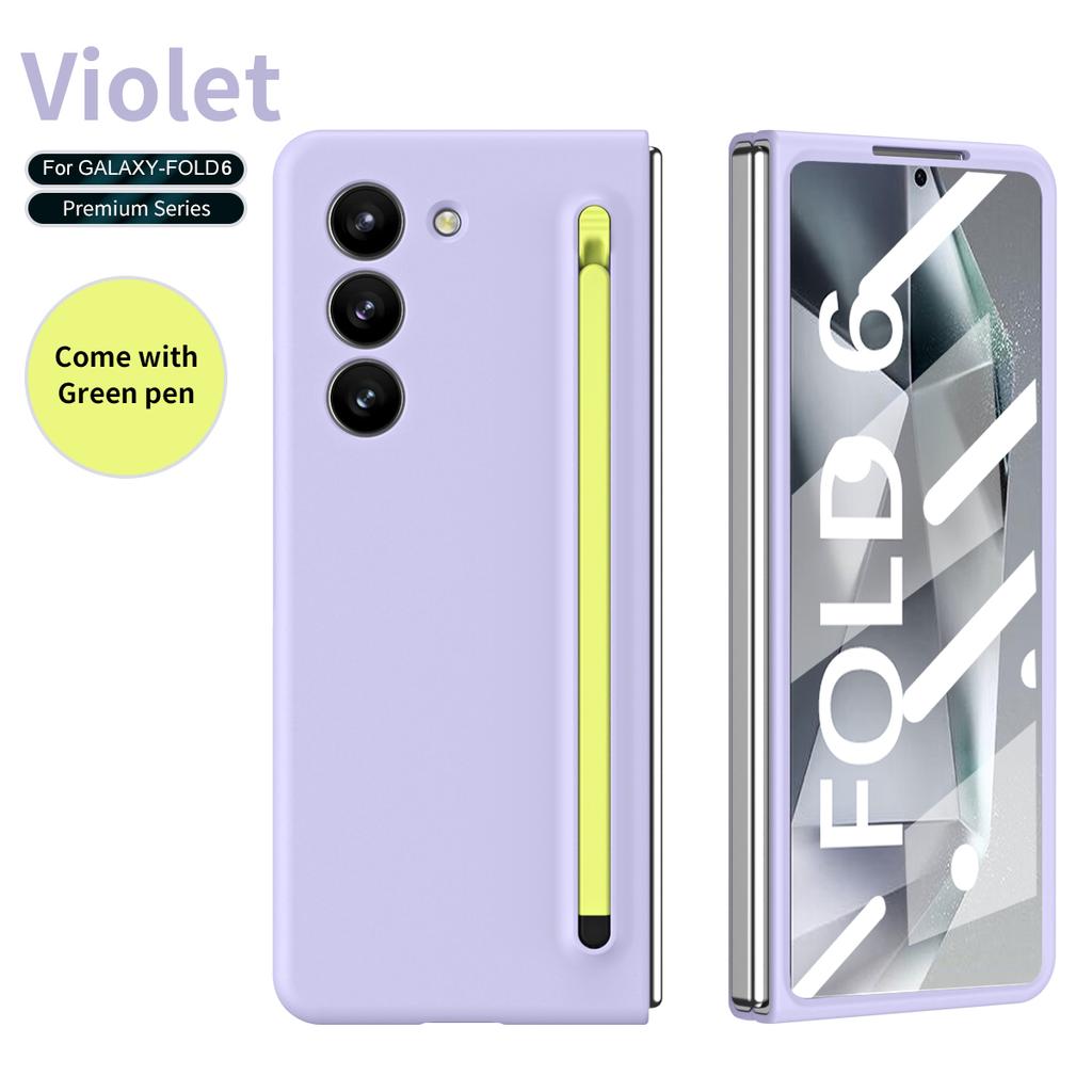 Пластиковый чехол для телефона с гнездом для ручки для Samsung Galaxy Z Fold 6 5 4 Fold6 Fold5 Fold4 Fold3 Защитная пленка для стекла, включая ручку