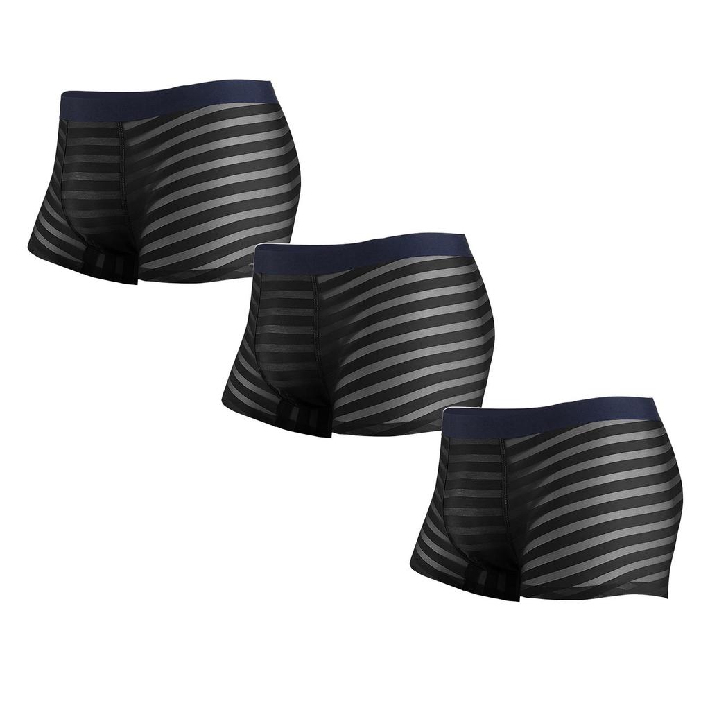 Aoyuan мужские дышащие полосатые боксерские шорты из ледяного шелка