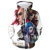 Anime Arcane League of Legends 3D Xudi Erkaklar Moda Palto Bola Xudilari Bolalar Hip-Hop Bola Palto Sport Kiyimi Lol Jinx Sviterlari
