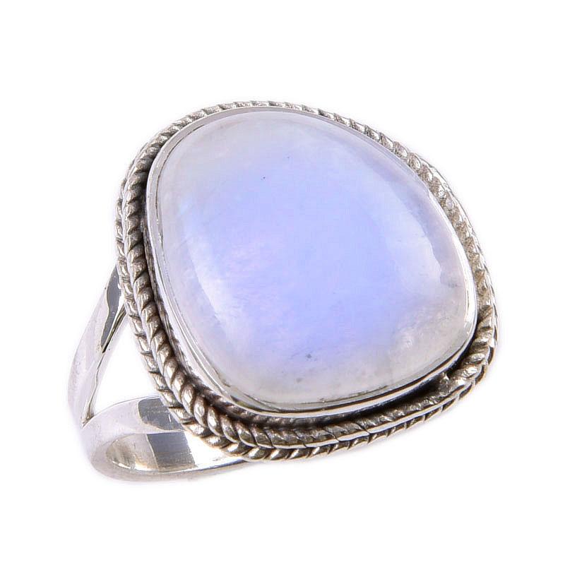 Natural Rainbow Moonstone Gemstone 925 Solid Sterling Silver Ring Size 6 V7a29