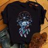 Maycaur Women Summer Short Sleeve Dreamcatcher Feather  3D Print Lady T-shirts Top T Shirt  Tee T-Shirt