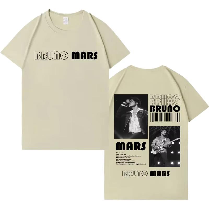 2026 Singer Bruno Mars Tshirt Men Women Pop Casual Short Sleeve TShirt Men Aesthetic High Quality Gothic Crewneck Top Fans Gift