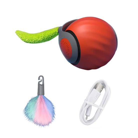 Интерактивная игрушка для кошек, катящийся мяч, активируемый прикосновением, автоматически движущийся мяч с плюшевым хвостом, перезаряжаемая дразнилка для кошек, живущих в помещении
