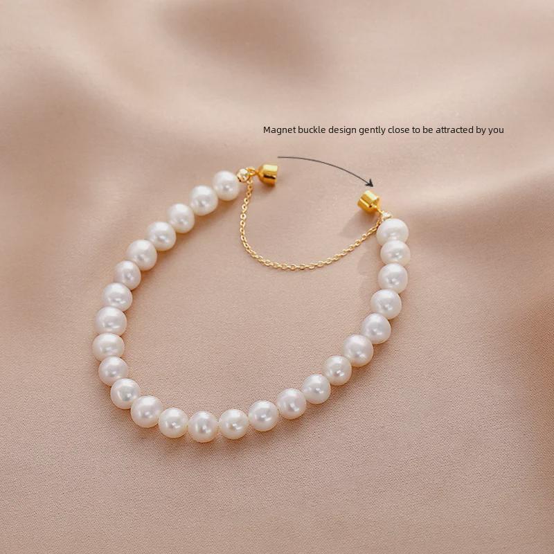 Уникальный магнитный браслет из пресноводного жемчуга для студентов и девушек - простые, стильные украшения из бисера