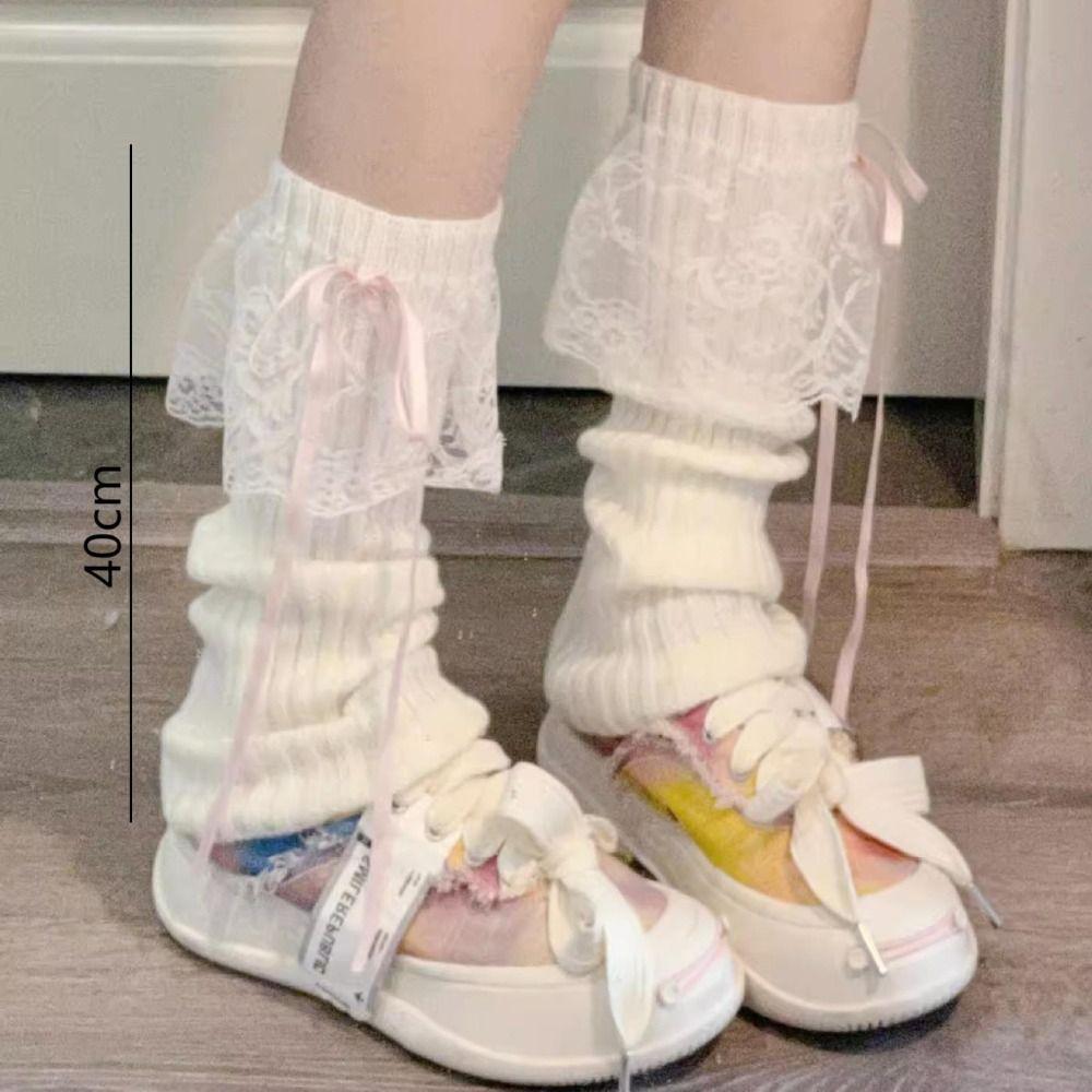 Knitted Streamer Long Socks Soft Leg Warmers Japanese Y2K Ankle Warmer Princess Style