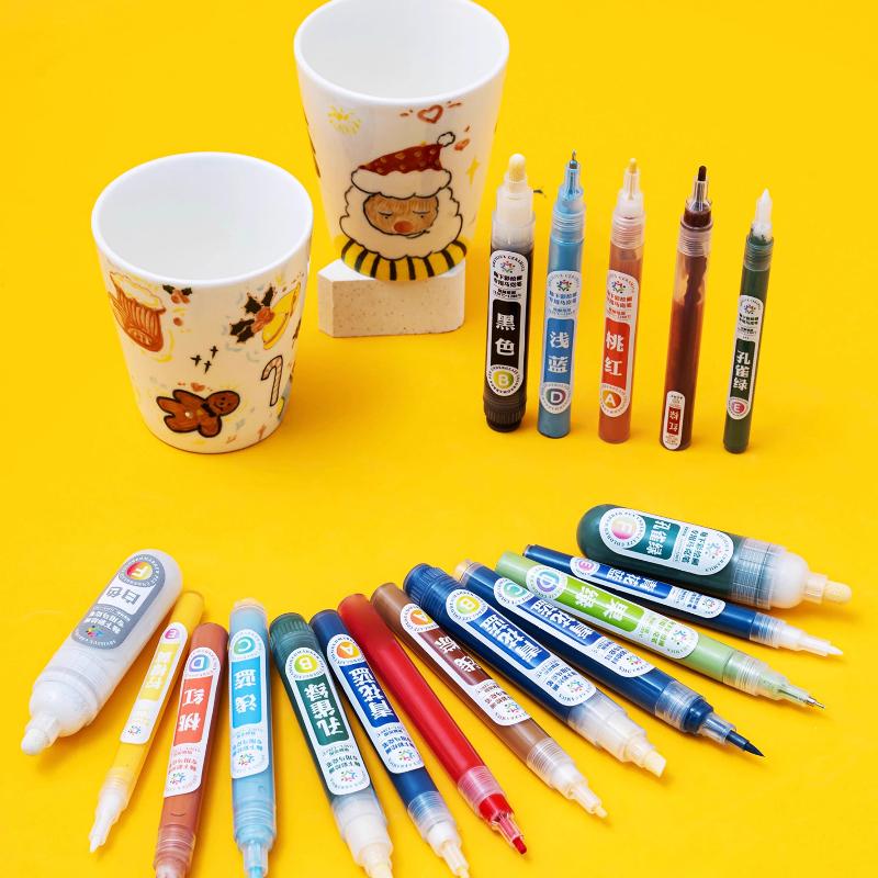 Pottery Tools Underglaze Color Marker Pen Color Saturated Waterproof Not Fading for Ceramic Painting 1150-1280℃