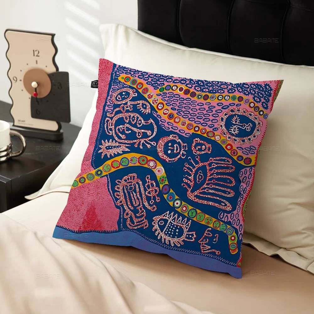 Yayoi Kusama Art Exhibition Pumpkin Flower Pillow Cushion Cover Pillowcase Living Room Sofa Home Decor