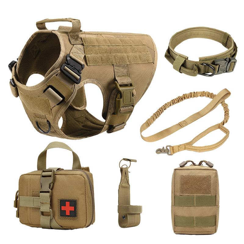 Pet vest 6-piece set, free cross dog combat suit outdoor dog walking pet chest strap large dog leash collar strap