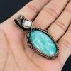 Gorgeous Amazonite & Moonstone Gemstone Handmade Pure Copper Wire Wrap Jewelry Pendant