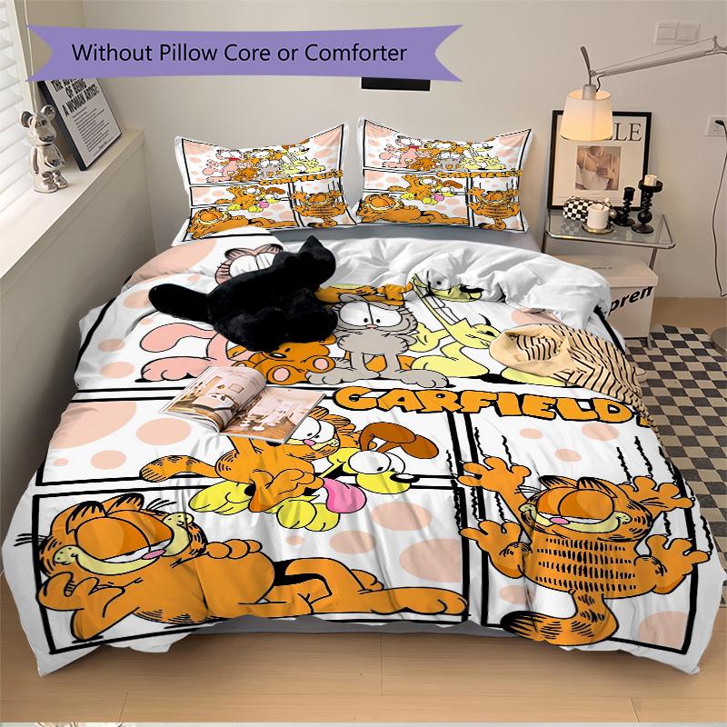 3pcs Garfield's Print Cover Set Ultra Soft, Breathable, and Comfortable Bedding with Stylish Design for Bedroom and Guest Room Decor 1 Cover and