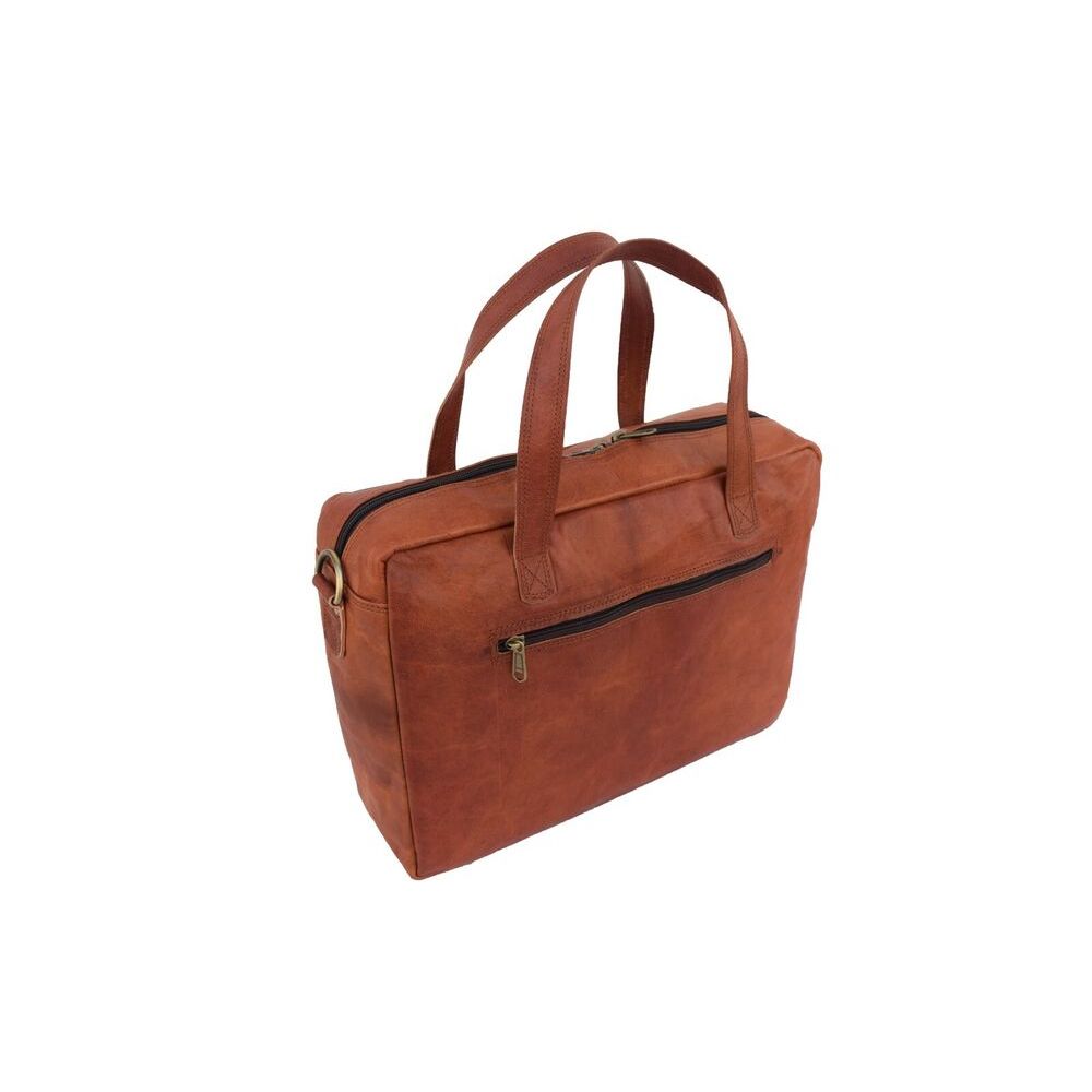 Goat Leather Office Briefcase Messenger Bag 15 In Laptop Satchel Shoulder Bags