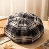 Japanese Style Plaid Beret Soft Newsboy Hat Breathable Octagonal Hat  Girls