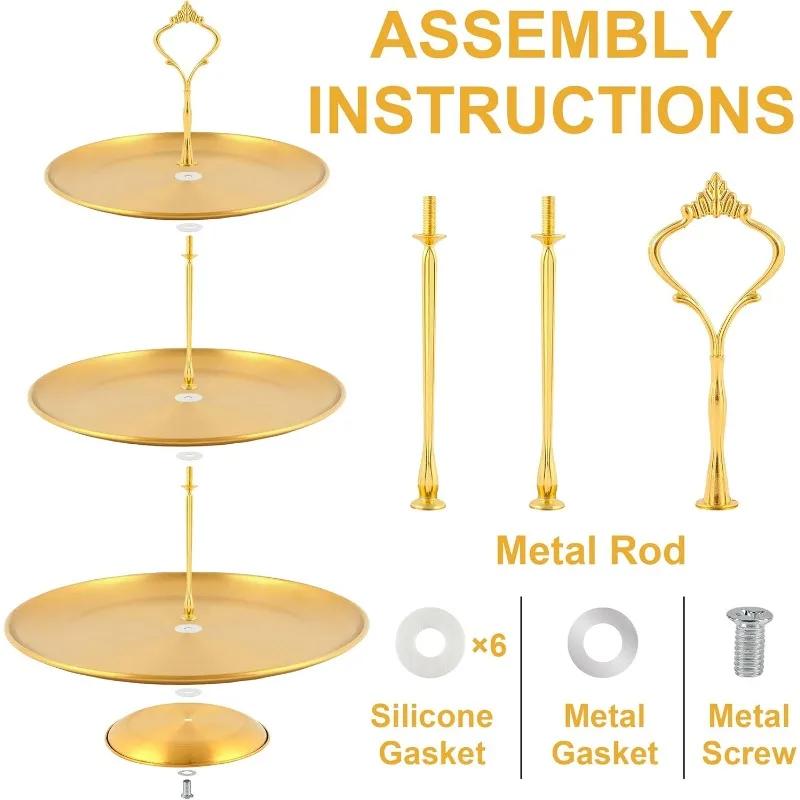 2/3Tier Stainless Steel Cake Stand Holder Fruit Tray Restaurant Detachable Dessert Rack Gold Silver Fruit Plate Snack Candy Tray