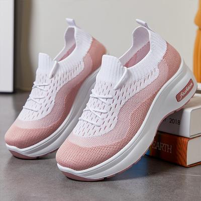 Женские весенние туфли на одинарной платформе с приподнятой повседневными дышащими туфлями для мам без шнуровки