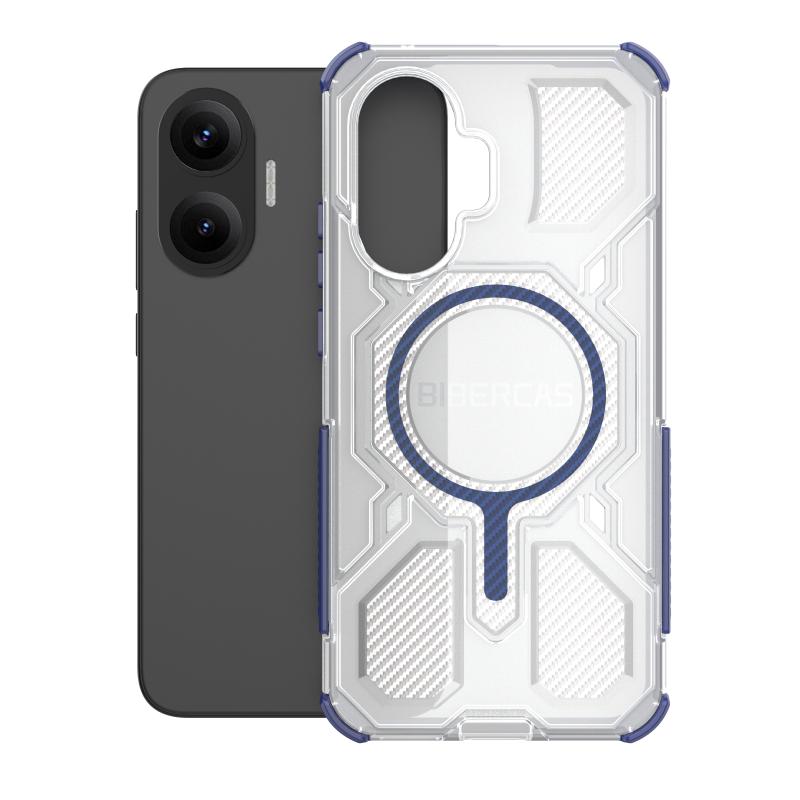 BIBERCAS Прозрачный Магнитный Чехол Для Xiaomi Poco F7 Redmi Turbo 4 Pro 5G Беспроводная Зарядка ТПУ Рамка Пластиковая Задняя Крышка Телефона