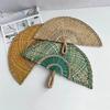 Hand-Woven Straw Fan Decorative Handmade Semicircular Woven Fan Summer Cooling Fan Handheld Fan Gift Home Decor