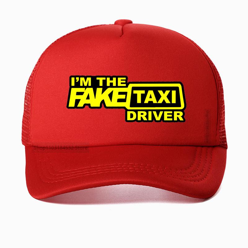 Кепка- snapback с черным принтом "Fake Taxi", высококачественная, с сеткой, дышащая, летняя, мужская, бейсболка
