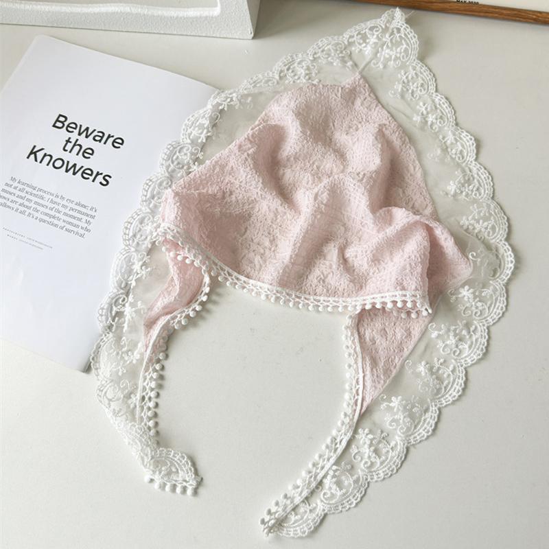 Французские банданы для женщин, белые кружевные треугольные платки, пасторальные винтажные тюрбаны, повязки на голову, модные летние аксессуары для фотографий