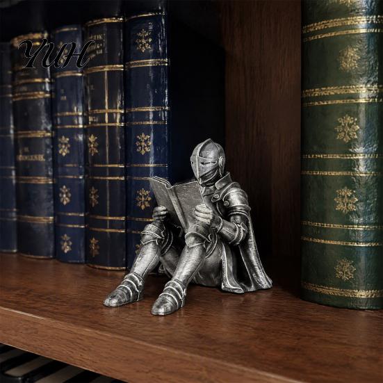 Креативная статуэтка из смолы Средневековый Рыцарь для книжной полки, 3D-печатная фигурка в доспехах для книжной полки, Ретро-готический орнамент для книжной полки в кабинет, офис,