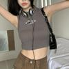 Women Streetwear Y2k Letter Stitch Embroidery Tank Top with Pad Sexy Sleeveless Sporty Crop Top