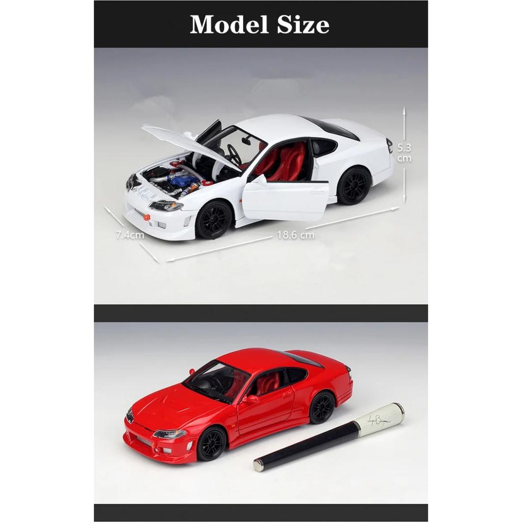 Welly 1/24 Nissan Silvia S15 Модель спортивного автомобиля из сплава Литой металл Гоночные автомобили Модель автомобиля Симуляция Коллекция Детские игрушки Подарок
