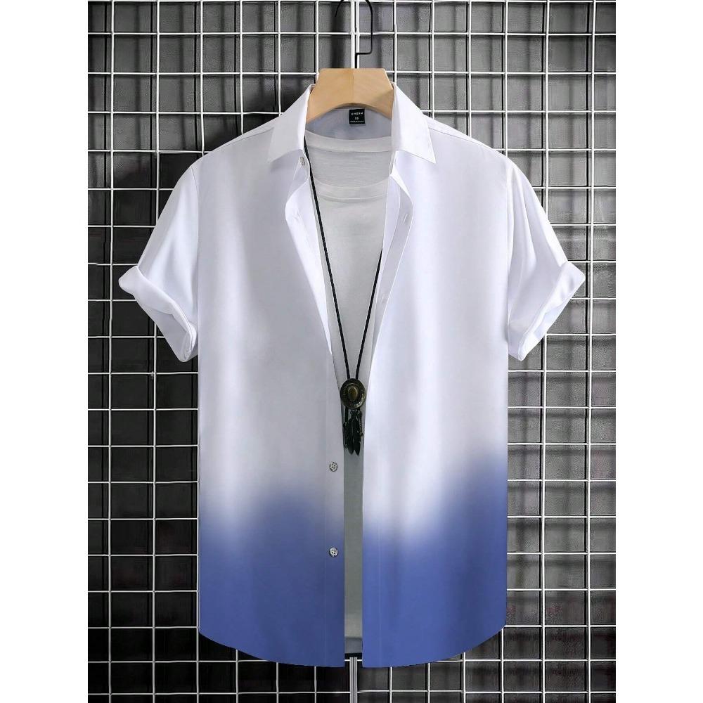 Manfinity Homme Мужская рубашка на пуговицах Ombre без футболки, повседневная рубашка с коротким рукавом для мужа