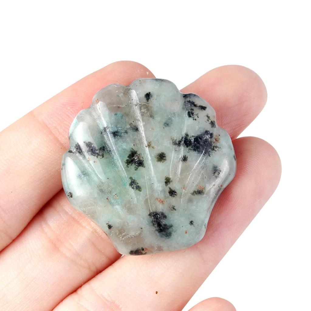 1Pcs Small Ornament Natural Stone Shell Without Hole Carved Decoration For Bedroom Desk Decoration Size 30 Mm