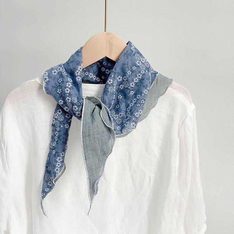 Double Layer Triangle Scarf Women Cotton Linen Scarves Solid Color Scarf Small Shawl Korean Version Shawl All-match Decorative