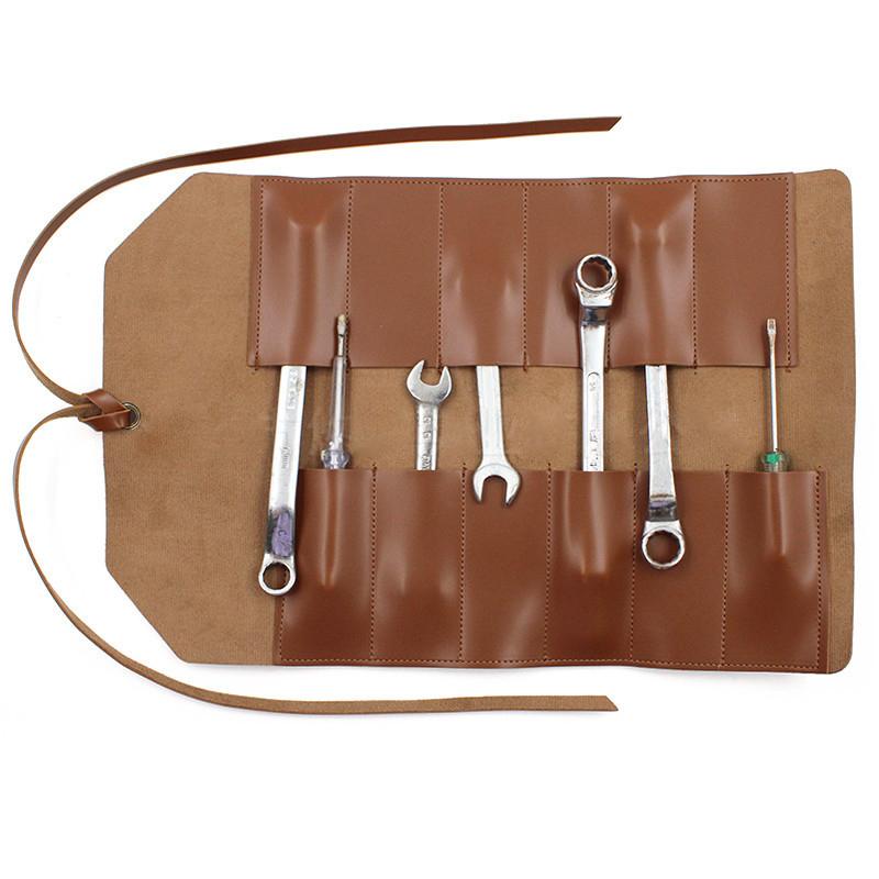 Многоцелевой органайзер для инструментов из кожи, сворачивающиеся сумки для инструментов, вместительная мужская сумка для хранения, органайзер для инструментов, рулон для хранения гаечных ключей