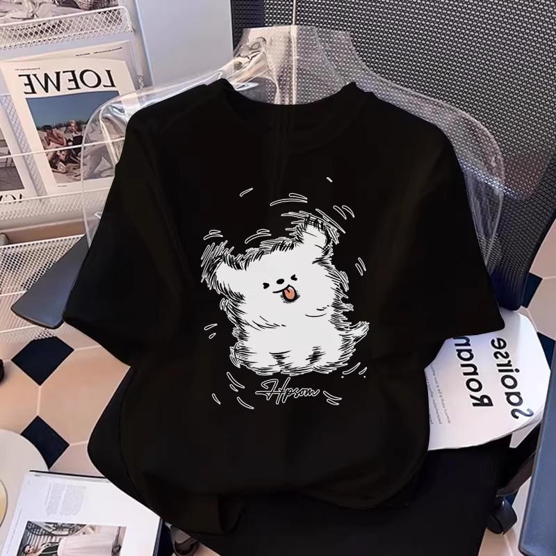 Женская оверсайз футболка с коротким рукавом и мультяшным принтом - Летний тренд 2026