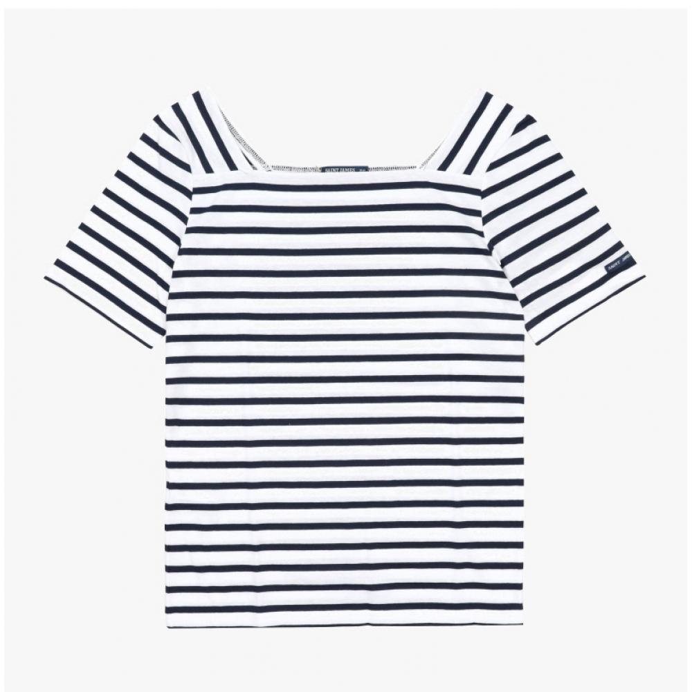 SainT JameS Женская футболка с коротким рукавом Plenef STripe 8952 Neige Marine