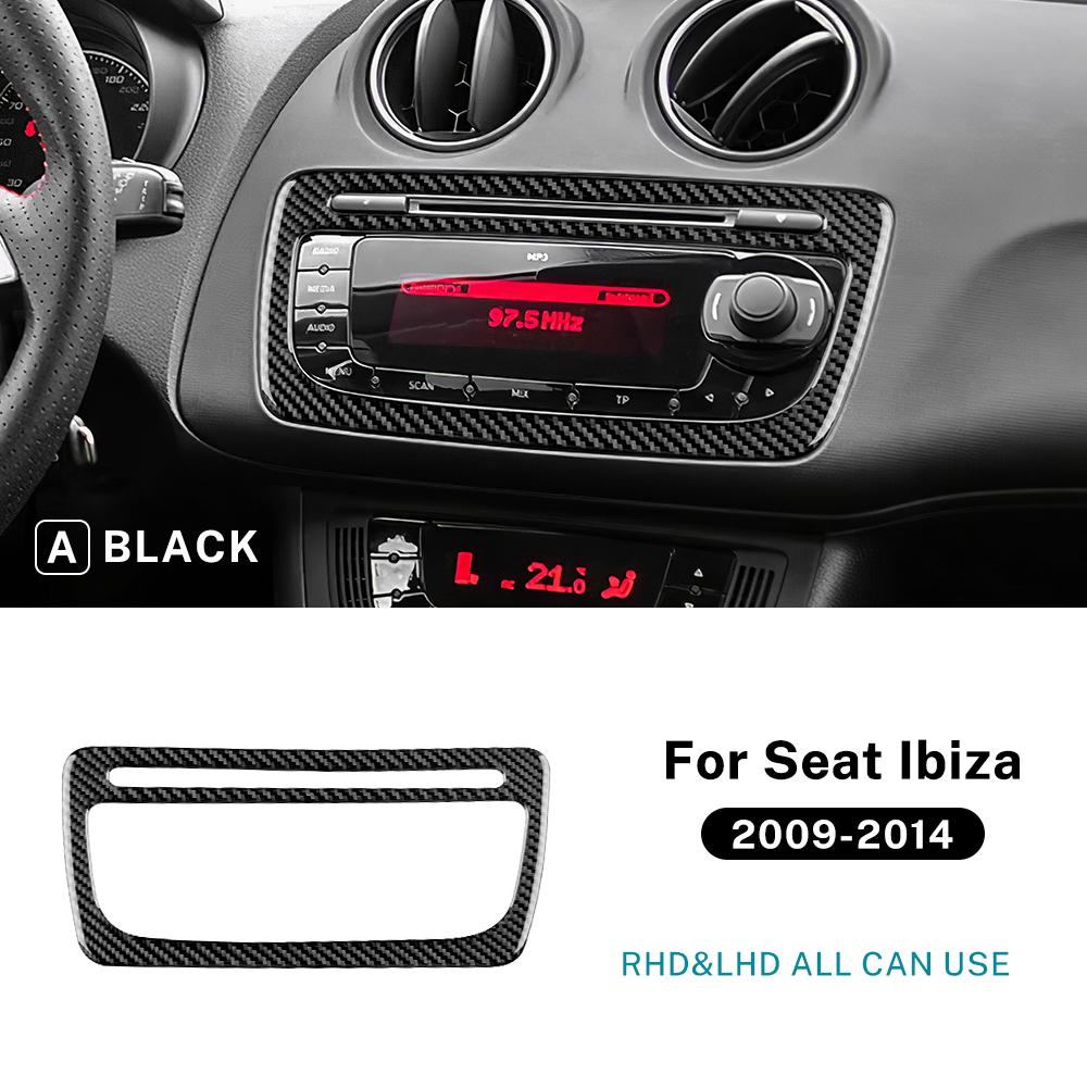 For Seat Ibiza 6j 2009 2010 2011 2012 2013 2014 Real Soft Carbon Fiber Sticker LHD RHD Car Center Console CD Frame Panel Trim