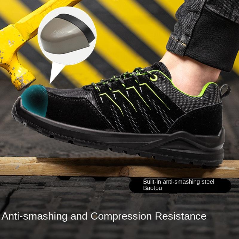 Labor Insurance Shoes Men's Solid Bottom Non-slip and Wear-resistant Steel Bag Head Anti-smashing and Puncture-proof Safety Shoes