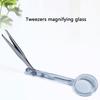2pcs Multifunctional Handheld Magnifying Glass Tweezers Magnifier Glass for Small Object Inspection Plastic Magnifier